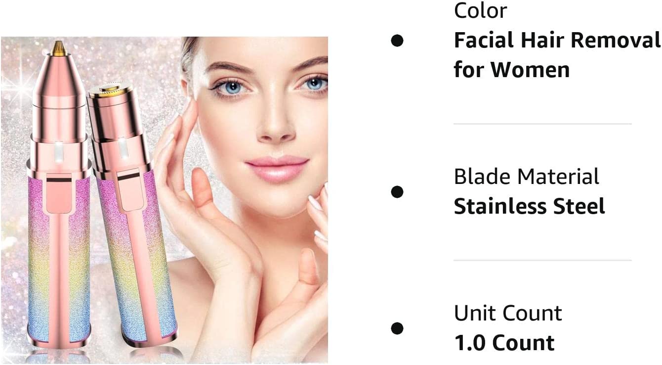 Maywiyi Eyebrow Razor,Facial Hair Removal for Women,2 in 1 Trimmer and Epilator Painless Hair Remover Rechargeable Face Shaver for Peach Fuzz , Lips, Chin, Arms with LED Light - Image 8